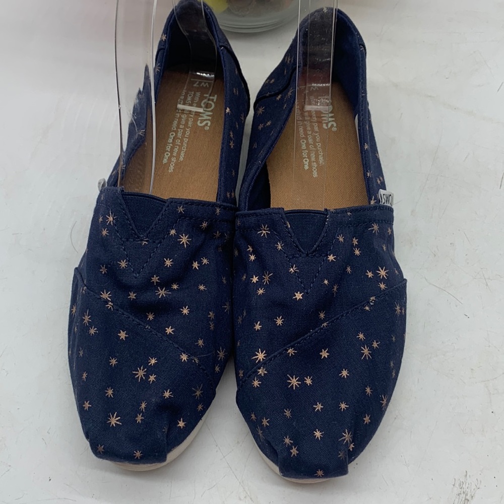 Toms Navy Blue Gold Star Loafers Size 7 MCL4277D